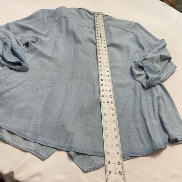 Soft Surroundings Asymmetrical Denim Wash Tencel Chambray Tunic Plus Size 2X - Picture 7 of 8